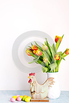 easter, spring, flower, chicken, illustration, holiday, egg, tulip, vector, design, celebration, floral, background, bunny, happy