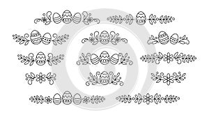 Easter Spring Header. Ornate Egg, Ornament, and Border Patterns with Decorative Dividers for Banner Design