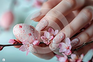 Easter spring manicure nail art. ai generated