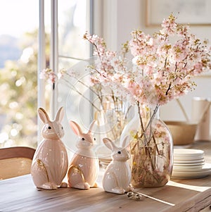 easter still life with bunny and eggs easter bunny and eggs easter still life