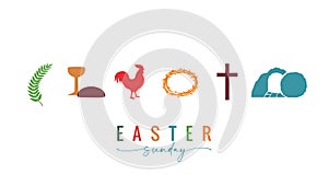 Easter Sunday greeting card with Good Friday symbols