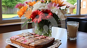 The Easter Table Adorned with Fresh Flowers, Delightful Cakes, and AnaSortment of Decorated Easte