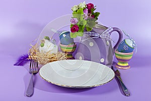 Easter table setting and dinner