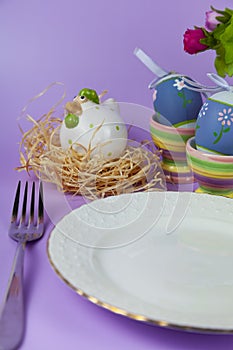 Easter table setting and dinner