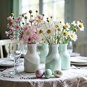 Easter Table Setting: Festive Spring Decor, generative ai