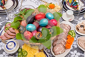 Easter table setting traditional food
