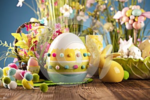 Easter theme. Easter decorations. Place for text.