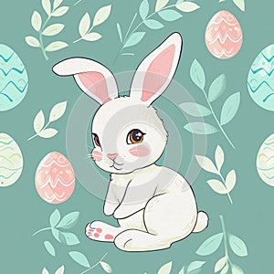 Easter theme illustration with a bunny rabbit
