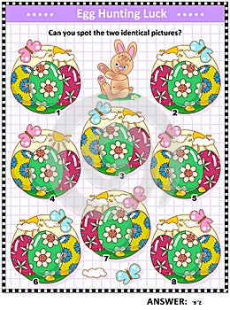 Easter themed find the two identical images visual puzzle