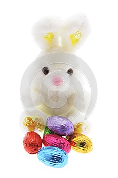 Easter Toy Bunny and Easter Eggs