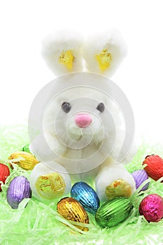 Easter Toy Bunny and Easter Eggs