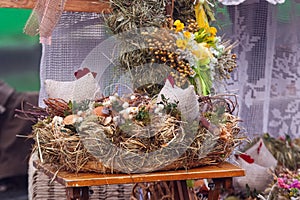 Easter traditional decoration at farmers market in Prague