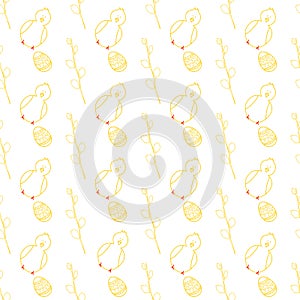Easter traditional doodle symbols seamless pattern.