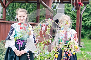 Easter traditional folk costumes in Slovakia region, Europe