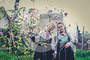 Easter traditional folk costumes in Slovakia region, Europe