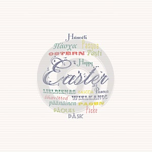 Easter typography multi language background
