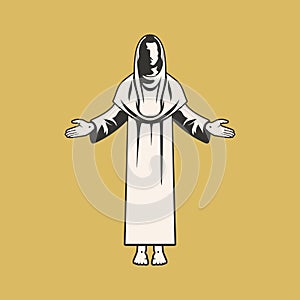 Easter vector illustration. Resurrected Lord Jesus Christ.