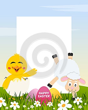 Easter Vertical Eggs - Chick and Lamb