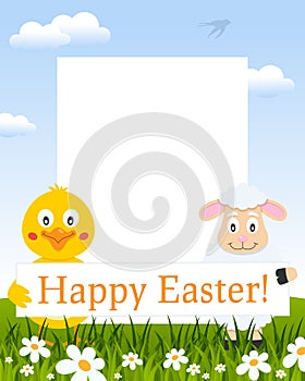 Easter Vertical Frame - Chick and Lamb