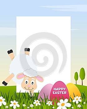 Easter Vertical Frame with Eggs & Lamb