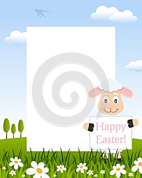Easter Vertical Frame with Funny Lamb