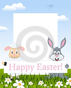 Easter Vertical Frame - Lamb and Rabbit