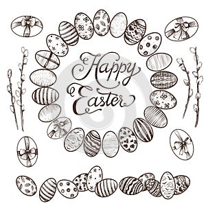 Easter vintage hand drawn vector eggs.