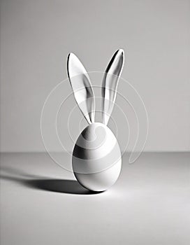 easter white egg with bunny ears on a white background