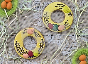 Easter wreath on the background boards