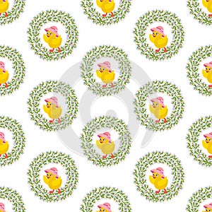Easter wreath seamless pattern