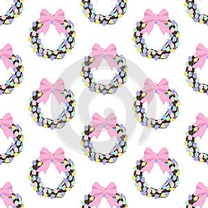 Easter wreath seamless pattern