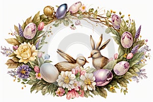 Easter wreath sublimation PNG, Isolated on White Background.