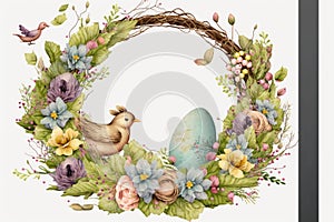 Easter wreath sublimation PNG, Isolated on White Background.