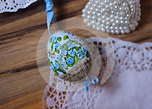 Easteregg rose bouquet wood blue photo