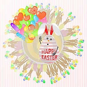 Easterly happy egg rabbit cute with balloons a lot