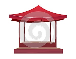 Eastern bazaar empty red tent cartoon vector illustration