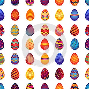 Eastern Colorful  Eggs Seamless Pattern. Vector seamless texture with a lot of cartoon Eggs