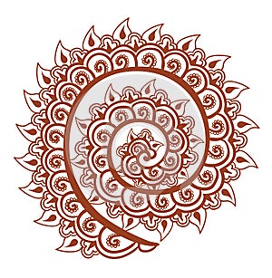 Eastern curled design - decorative indian henna ornament. Mehendy vector