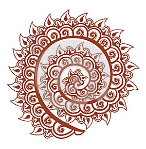 Eastern curled design - decorative indian henna ornament. Mehendy vector photo