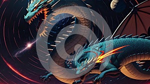 Eastern dragon in asian illustration style. AI generated video