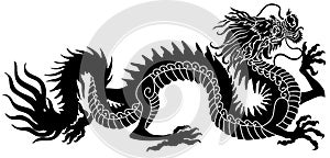 Eastern Dragon silhouette. Side view tattoo