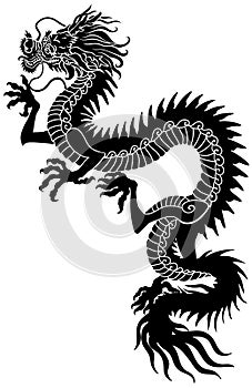 Eastern Dragon silhouette. Side view tattoo