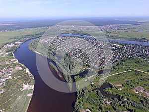 Eastern Europe landscape from birds flight point view