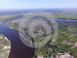 Eastern Europe landscape from birds flight point view