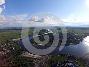 Eastern Europe landscape from birds flight point view