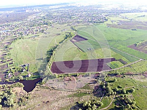 Eastern Europe landscape from birds flight point view