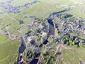 Eastern Europe landscape from birds flight point view