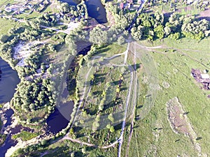 Eastern Europe landscape from birds flight point view