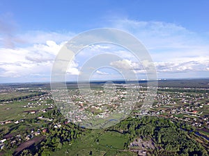 Eastern Europe landscape from birds flight point view