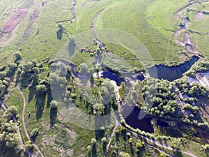 Eastern Europe landscape from birds flight point view